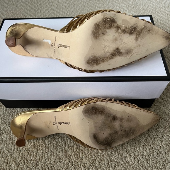 Larroude Mini Valerie Pump / gold metallic leather sz 7.5 - Picture 10 of 10